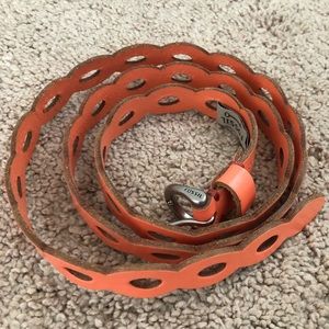 Fossil real leather Belt in coral
